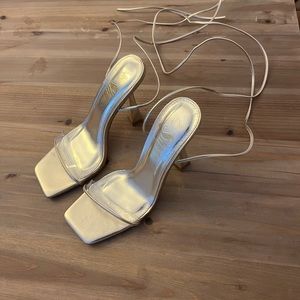 Metallic Gold laced up Heels